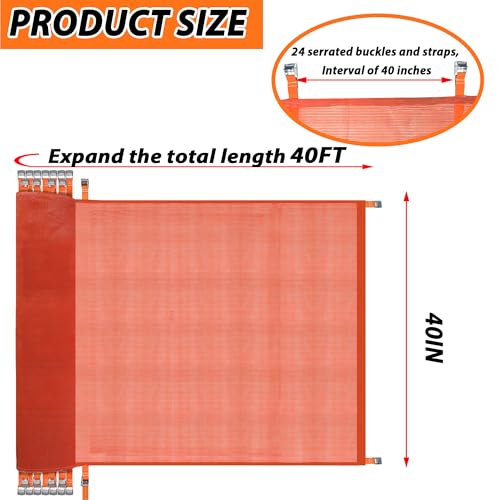 FULEIYA 40ft Construction Safety Debris Netting with 24 Tapes & Buckles - Orange Fire Retardant Pump Jack Safety Net, Scaffold Enclosure (Model: 40TF-1P)
