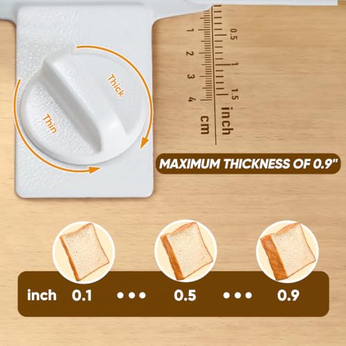 Brvclon Manual Bread Slicer White – Adjustable 0–0.9" Thickness, Solid Wood Base