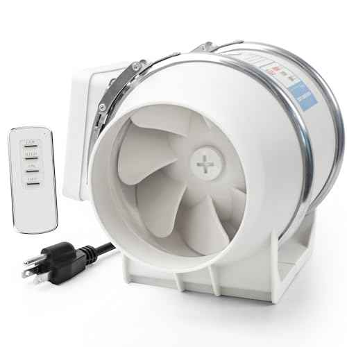 Voltset 4" Inch Inline Exhaust Fan with Remote Control, 280 CFM High Efficiency Air Flow for Bathroom, Kitchen, Grow Tent, Hydroponics, 3D Printer