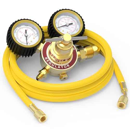 YESWELDER Nitrogen Regulator with Hose, 0-600 PSI and 0-4000PSI Output Pressure, CGA580 Inlet Connection and 1/4" male flare fitting