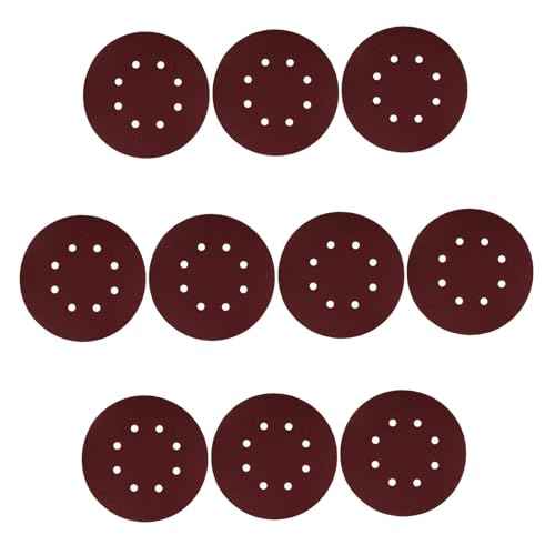 Auniwaig 10PCS 7 Inch 8 Hole Hook and Loop Sanding Discs 80 Grits, Aluminum Oxide Round Flocking Sandpaper for Random Orbit Sander Polishing Accessories