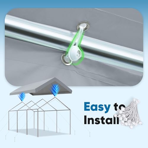 Advance Outdoor 10x20 ft Carport Replacement Top Cover Gray Waterproof UV Protected Easy Setup