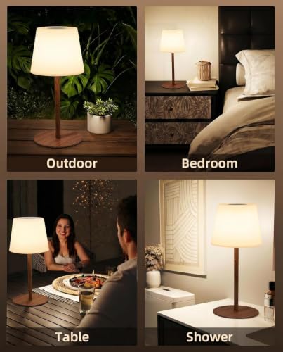 EZVALO Wood Grain Cordless Shower Lamp – Waterproof Rechargeable Mood Light, 3 Color Temps, 1 Pack