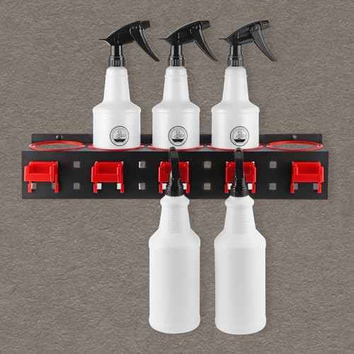 MOLIGOU 2 Pcs Spray Bottle Storage Rack, Wall Mount Bottle Organizer Car Detailing, Steel Spray Bottle Holder