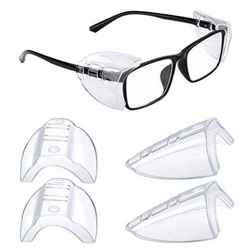 MELASA Safety Glasses Side Shields for Prescription Glasses, Slip on Clear Eye Glasses, Fits Small to Large Eyeglasses