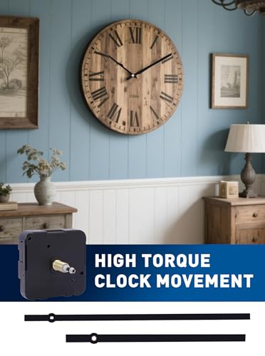 High Torque Clock Movement Replacement Kit with 0.59 Inch Thread for Large Wall Clocks