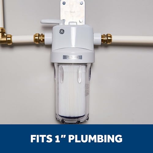 GE Whole House Water Filtration System GXWH40L - 7.90 x 8.40 x 16.40 in, Sediment & Rust Reduction, Includes Install Kit & Filters