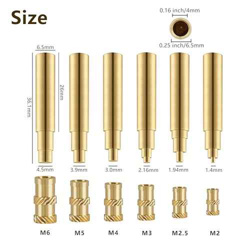 6 Pack Heat Set Insert Tool, Soldering Iron Tips for Thread Inserts M2 / M2.5 / M3 / M4 / M5 / M6, Heat Insert Tool for 3D Printer and Compatible with 900M/T18/FX-888D