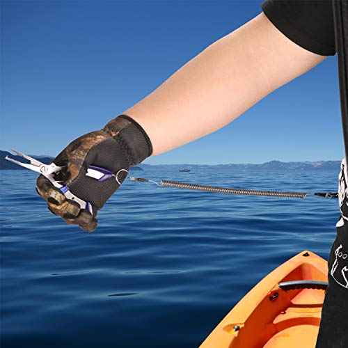 Fishing Lanyard (7Pcs) Safety Retractable Coiled Tether with Carabiner and Split Ring for Pliers, Boating, Tools(Black)
