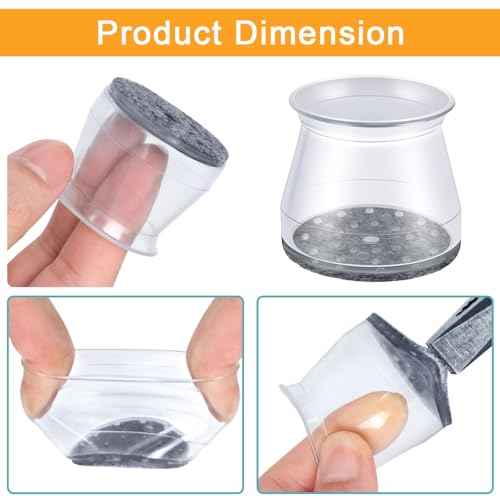 32 Pcs Chair Leg Protectors for Hardwood Floors, Silicone Felt Furniture Leg Cover Pad for Protecting Floors from Scratches and Noise, Smooth Moving, Large(Fit Round Diameter£º1-5/16" to 2")