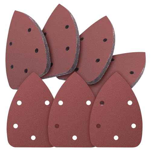 50PCS Mouse Detail Sander Sandpaper, 40 Grits Triangle Sanding Pads, 5 Holes Sanding Sheets Sandpaper Assortment, Sander Pads Sander Paper Mouse Sand Paper for Sanding Polishing