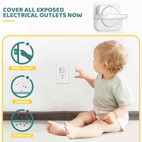 Baby Proofing Outlet Covers(45 Pack), Baby Proof Plug Covers with Hidden Pull Handle for Child Safety, Electric Socket Covers, Plug Protectors to Prevent Power Shock (White)