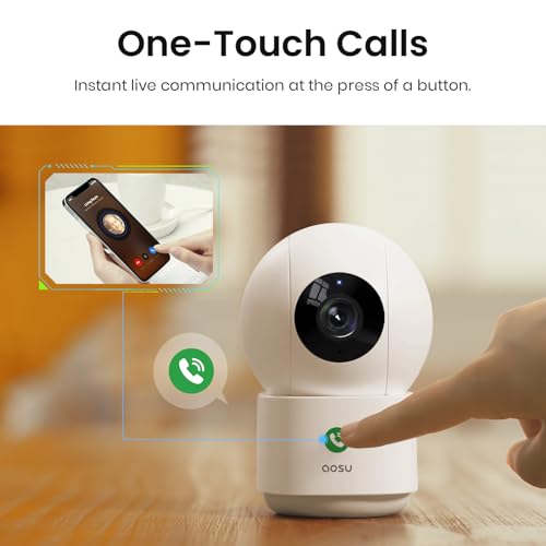 Aosu 3MP 2K Indoor Baby Camera Monitor with 2.4GHz WiFi, Two-Way Audio, 360° View