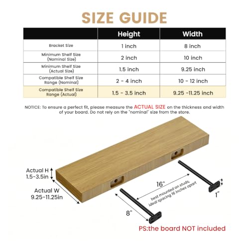 Crafterspirit 8 Inch Heavy Duty Invisible Wall Shelf Brackets - 8pcs