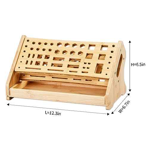 Bamboo Screwdriver Organizer Rack Desktop Hand Tool Stand and Repair Tool Storage Holder