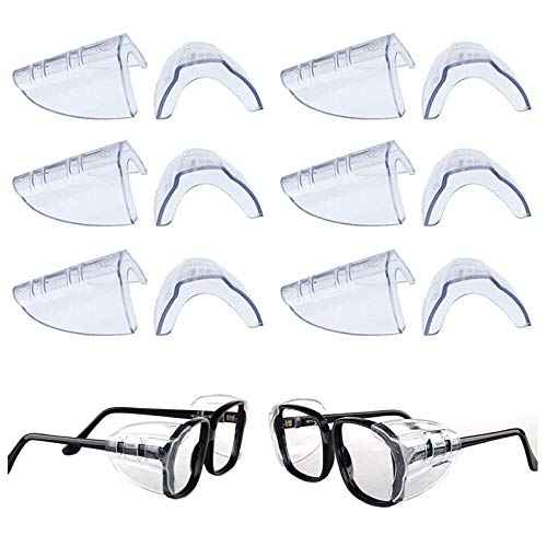 Korty 6 Pairs Eye Glasses Side Shields,Slip on Side Shields for Safety Glasses Fits Small to Large Flexible Clear Universal