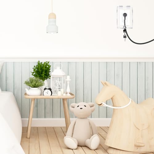 2 Pcs Safety Outlet Cover Box Clear Lock Box with Key Covers for Electrical Outlets, Provides Space Inside for Plugs, Proof Socket Covers Ease Operation