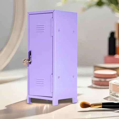 JISADER Mini Lockbox Storage Cabinet for Jewelry Keys Makeup Desk Organizer Violet