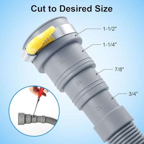 Elyfree 6ft Universal Washing Machine Drain Hose Kit with 4 Clamps & U-Bend Holder