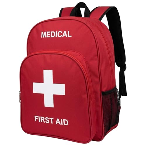 Red NOVO First Aid Backpack Empty Emergency Medical Bag - 16x12x6