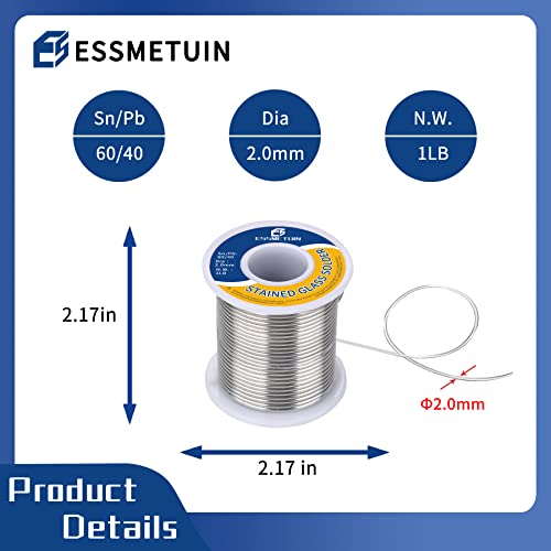 Tin Lead Solder Wire(Sn60/Pb40) for Stained Glass/Crafts/Jewelry 183¡É Melting Point 2.0MM(0.08in) No Flux Solid Welding Solder (2LB)