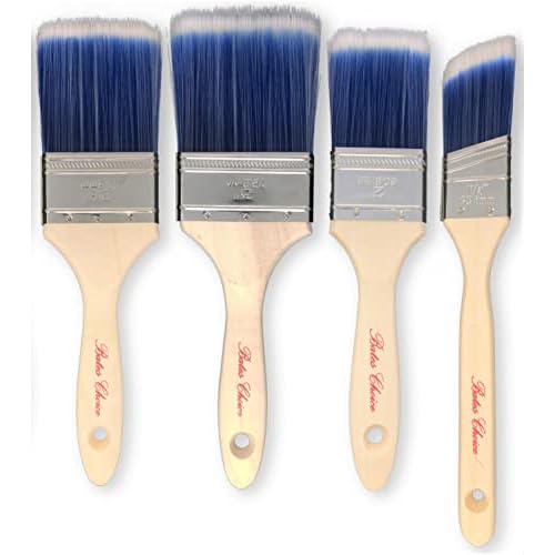 Bates 4 Pack Wood Handle Professional Wall Paint Brush Set - Trim & Sash Brushes