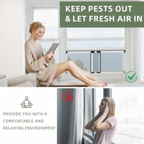 Flyzzz Adjustable Sliding Window Screen 2-Way Aluminum Frame Expandable Fit Windows