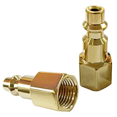 10PCS 1/4 Inch NPT Male & Female Industrial Air Hose Quick Connect Plug Brass Finish Air Compressor Pneumatic Coupler Fitting Adapter