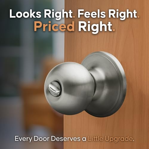 Copper Creek Privacy Interior Door Knob Pack Satin Stainless - Reversible, Heavy Duty, Easy Install for Bedrooms & Bathrooms