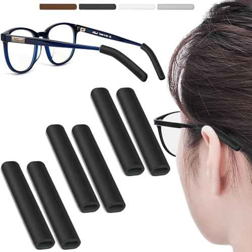 3 Pairs Silicone Glasses Ear Cushion, Eye Glasses Ear Grippers Anti Slip, Rubber Ear Pieces Non Slip, Soft Eyeglass Ear Cushions for Pain, Temple Sleeves Tips Ear Pads for Preventer (Black)