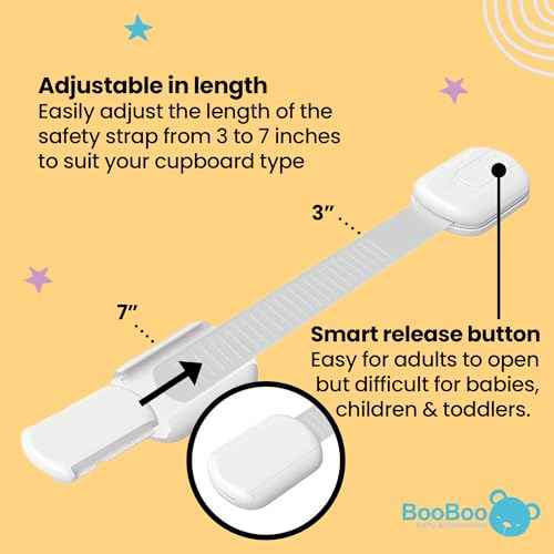 Booboo¢ç (10 Pack) Premium Cabinet Locks Baby Proofing, Child Proof Cabinet Locks, Cupboard Locks for Children with 3M Adhesive + 4 Extra Stickers