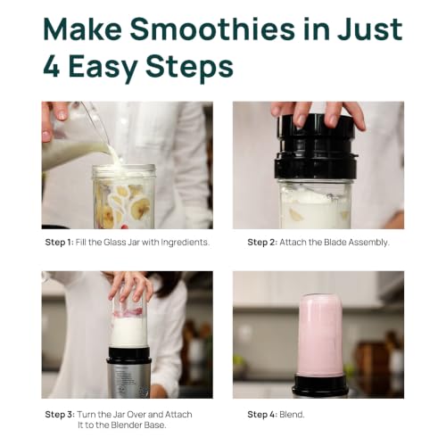 Glass Replacement Cup & Blade Set for 250W Magic Bullet Blender – Compatible MBR Models