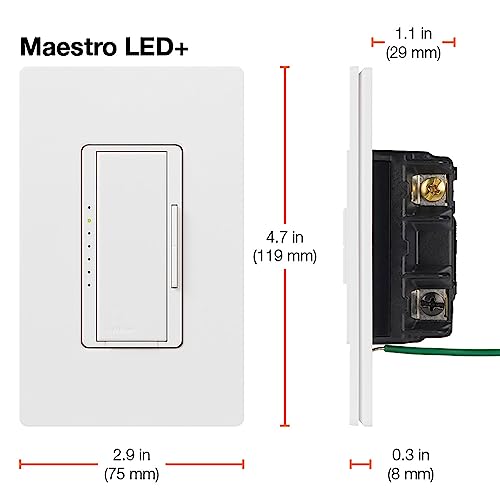 Lutron Maestro LED+ Dimmer Switch for Dimmable LED, Halogen and Incandescent Bulbs, 150W/Single-Pole or Multi-Location, MACL-153M-WH, White
