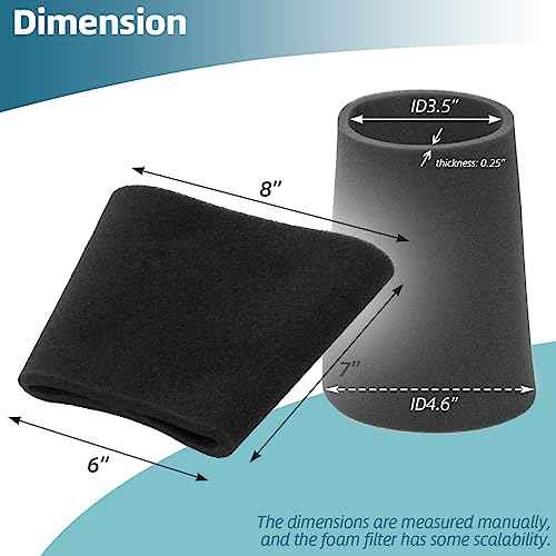 25-1202 Foam Filter for Stanley 1-5 Gallon Vacuums, Wet Dry Vac Filter Compatible with Stanley SL18910P-3, SL18130P, SL18133, SL18129 Vacuums Replacement Parts (Pack of 1)