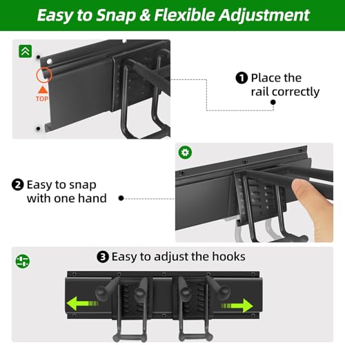 PIYILO 48 Inch Double-Layer Garage Tool Organizer Wall Mount with 6 Hooks