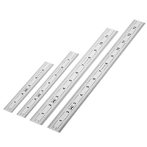Mr. Pen- Machinist Ruler, 4 Pack (6, 8, 12, 14 inch), Metric & Millimeter Ruler, 1/64, 1/32, mm and .5 mm, Stainless Steel