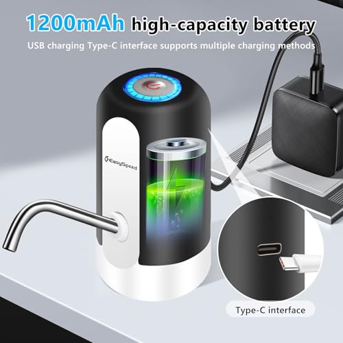 EASY SPEED Black 5 Gallon Water Dispenser with USB-C Pump