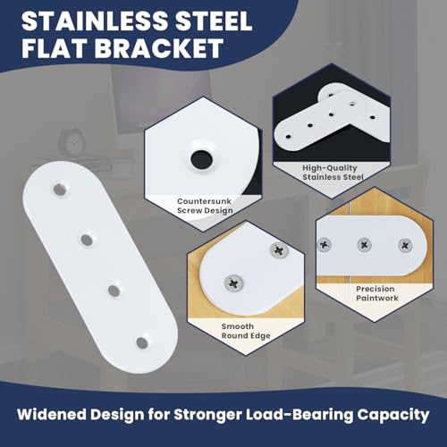 Alise 4 Pcs 100x38mm White Flat Mending Plates for Wood Furniture Repair