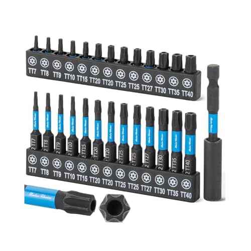 Bates- Impact Torx Bit Set, 27 pcs, 1" and 2" Long, 1/4" Hex Shank TT7-TT40, Security Torx Bit Set, Tamper Proof, Magnetic Holder and Storage Case