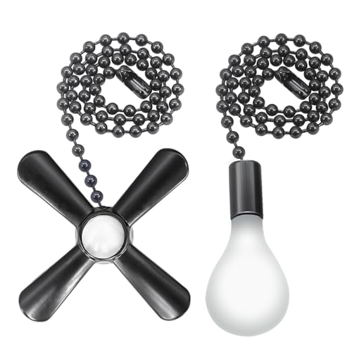 Dotlite 2 Pack Black Ceiling Fan Pull Chain Extension Set Glow in The Dark - Easy to Install