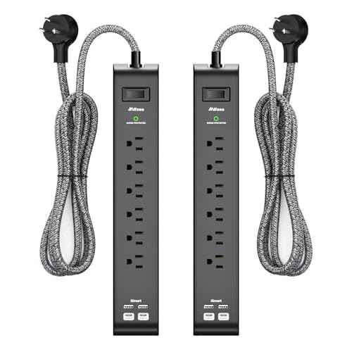 20FT Power Strip Surge Protector - 2 Pack Extension Cord with 6 Outlets 4 USB Ports, Flat Plug, 900 Joules, 15A Circuit Breaker, Wall Mount for Home Office, Dorm Essentials