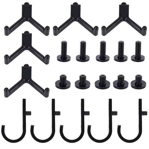 BOXOB 20pcs Tool Hooks for Suncast/Craftsman, V & J Shape Storage Shed Hooks with 10 Long & Short Screws Tool Hanger Garage Wall Organization for Shed Shelves Accessories Shovels Rakes Organizer