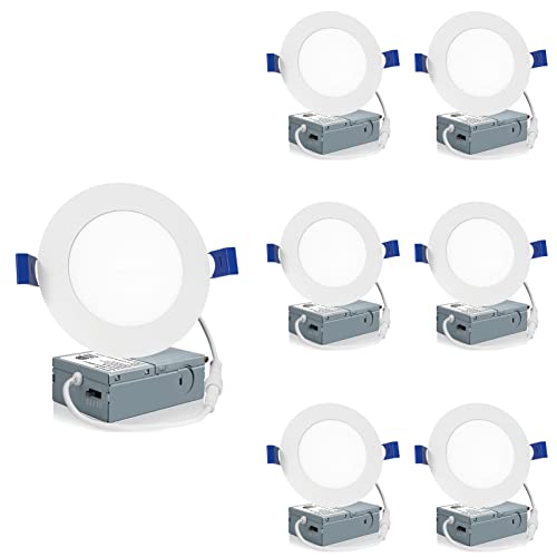 Meconard 4-Inch LED Recessed Downlight Pack of 6 - 5 CCT White, Dimmable, Canless Ceiling Lights