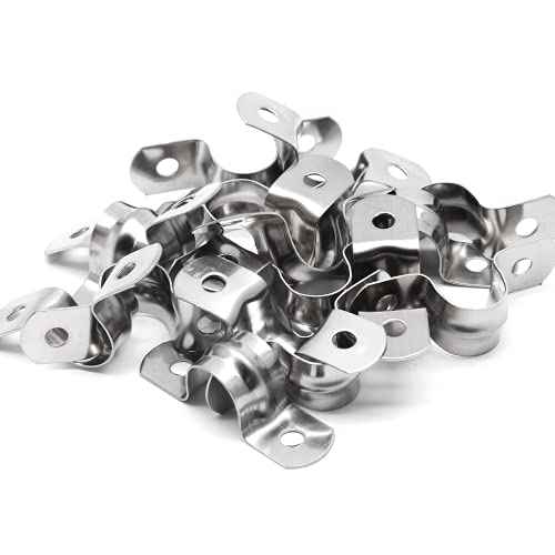 30Pcs M12 Rigid Pipe Strap, 1/2" Stainless Steel 2 Holes Cable U Bracket Pipe Clamp for Fixing Pipe or Cable, 0.47" Width
