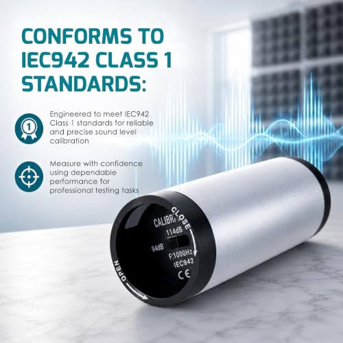 TEKCOPLUS Sound Calibrator - 94dB / 114dB Output, 1" & 1/2" Mic Compatible