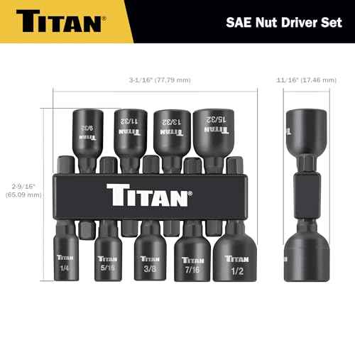 Titan 16298 9-Piece SAE Magnetic Nut Driver Set, Nut Setter Set
