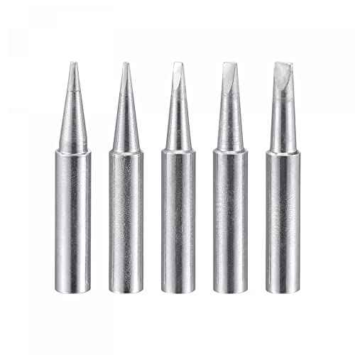 uxcell Lead-free Soldering Iron Tip Flat Edge 0.8D+1.2D+1.6D+2.4D+3.2D 4mmx41mm Replacements for Soldering Station 5Pcs