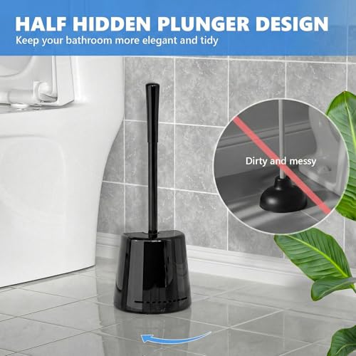 Heavy Duty Toilet Plunger with Holder for 5.3-Inch Drain, Style 1 - Bathroom Clog Remover