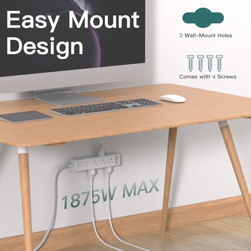 Addtam White 10FT Surge Protector Power Strip with 12 AC Outlets & 4 USB Ports