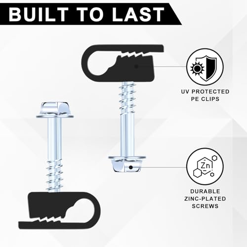 All Weather Cable Clips with Screws - 1/4 Inch (6mm) UV-Resistant Wire Fasteners for Outdoor & Indoor Use, 30 Pack
